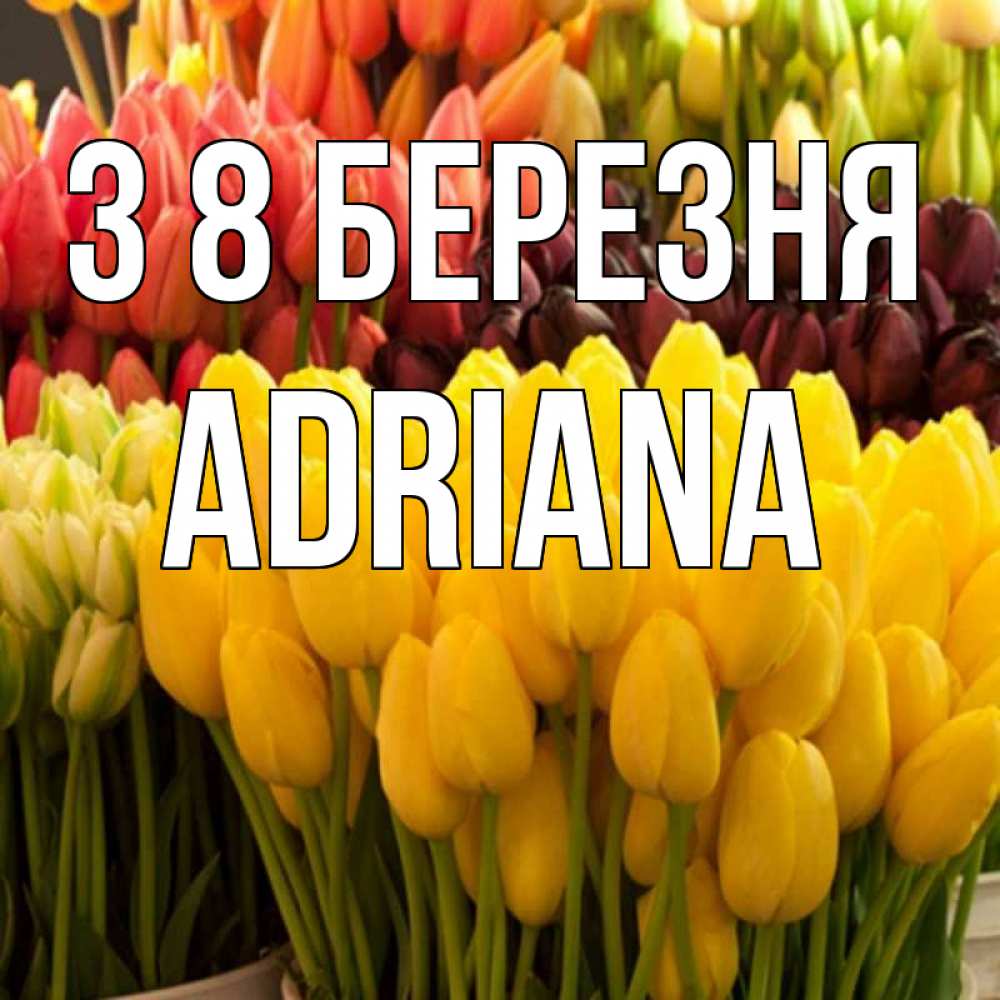 Открытка на каждый день з підписом, Adriana З 8 БЕРЕЗНЯ цветы Прикольна листівка з побажанням онлайн скачати безкоштовно 