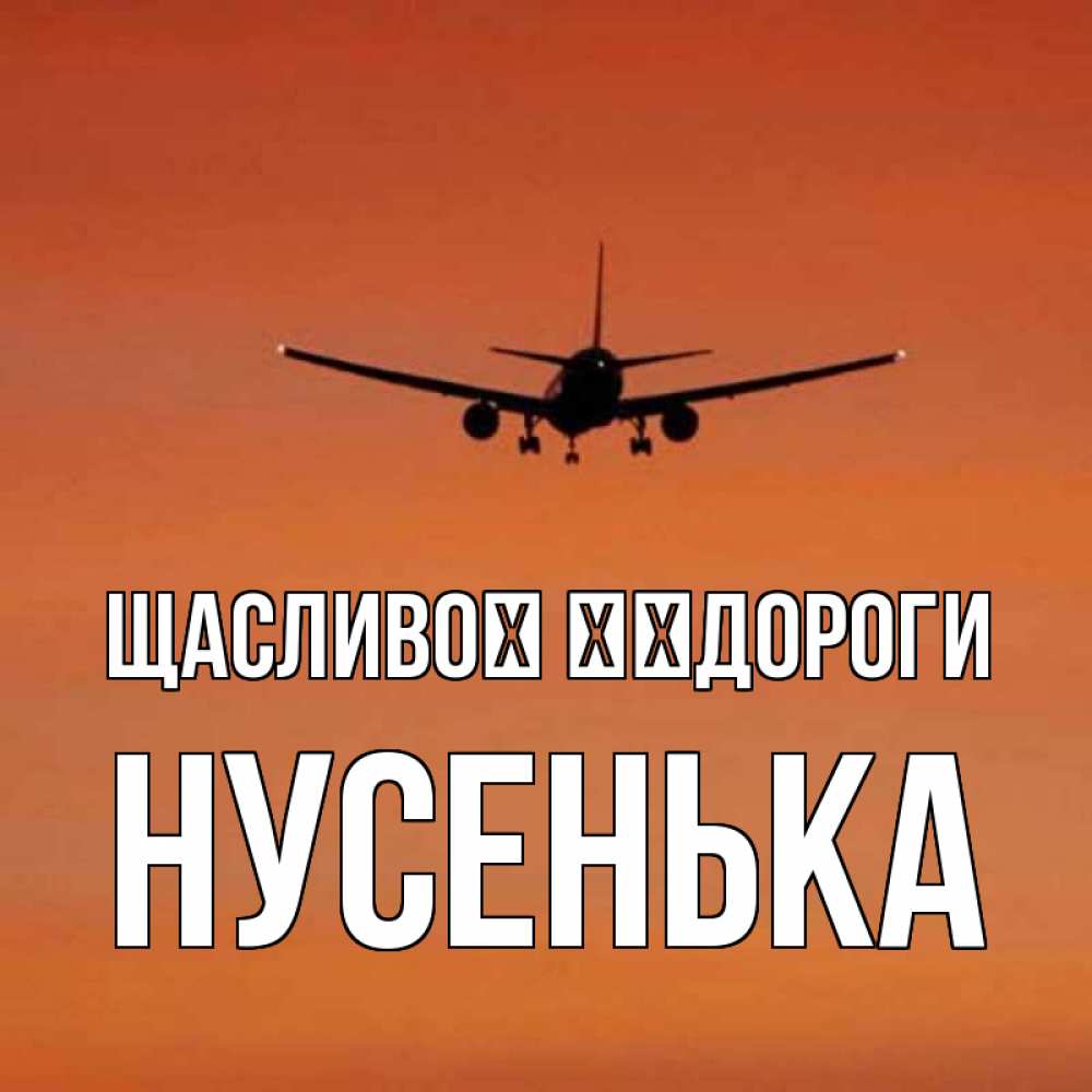 Открытка на каждый день з підписом, Нусенька Щасливої ​​дороги силуэт самолета Прикольна листівка з побажанням онлайн скачати безкоштовно 
