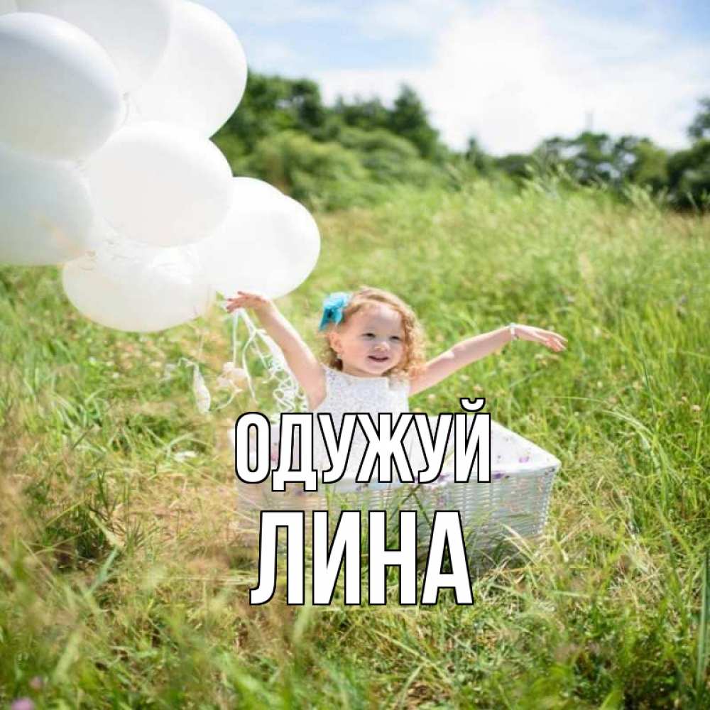 Открытка на каждый день з підписом, Лина Одужуй девочка сидит в корзине наверное от этого больной должен выздороветь Прикольна листівка з побажанням онлайн скачати безкоштовно 