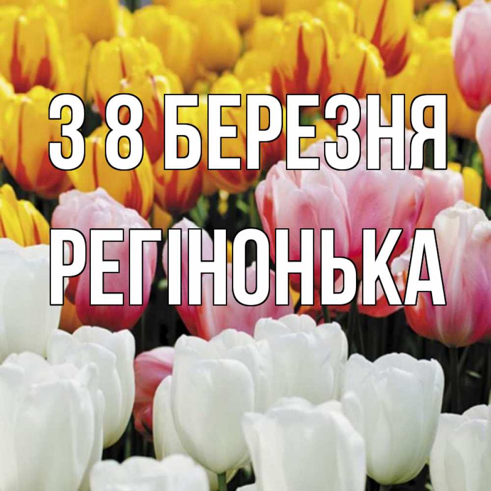 Открытка на каждый день з підписом, Регінонька З 8 БЕРЕЗНЯ разноцветные цветы Прикольна листівка з побажанням онлайн скачати безкоштовно 