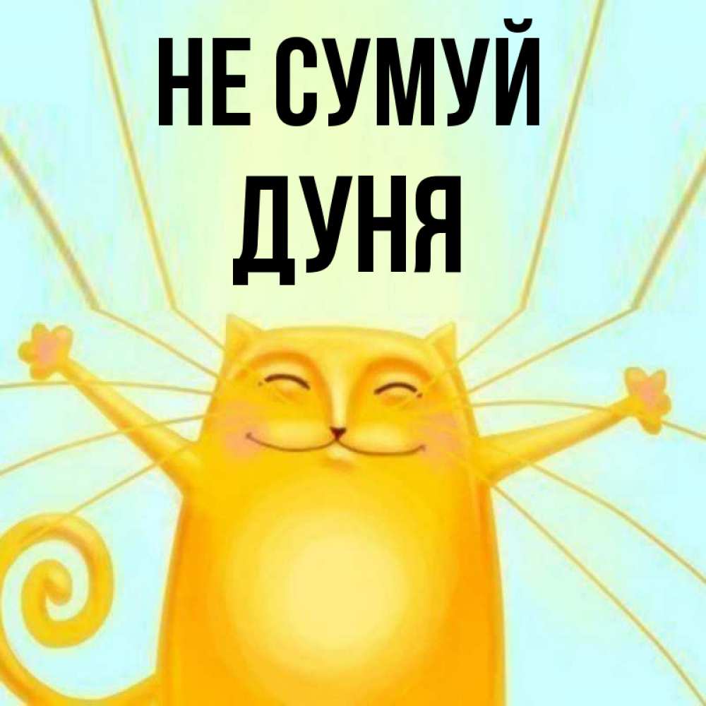 Открытка на каждый день з підписом, Дуня Не сумуй обнимашки усатые Прикольна листівка з побажанням онлайн скачати безкоштовно 