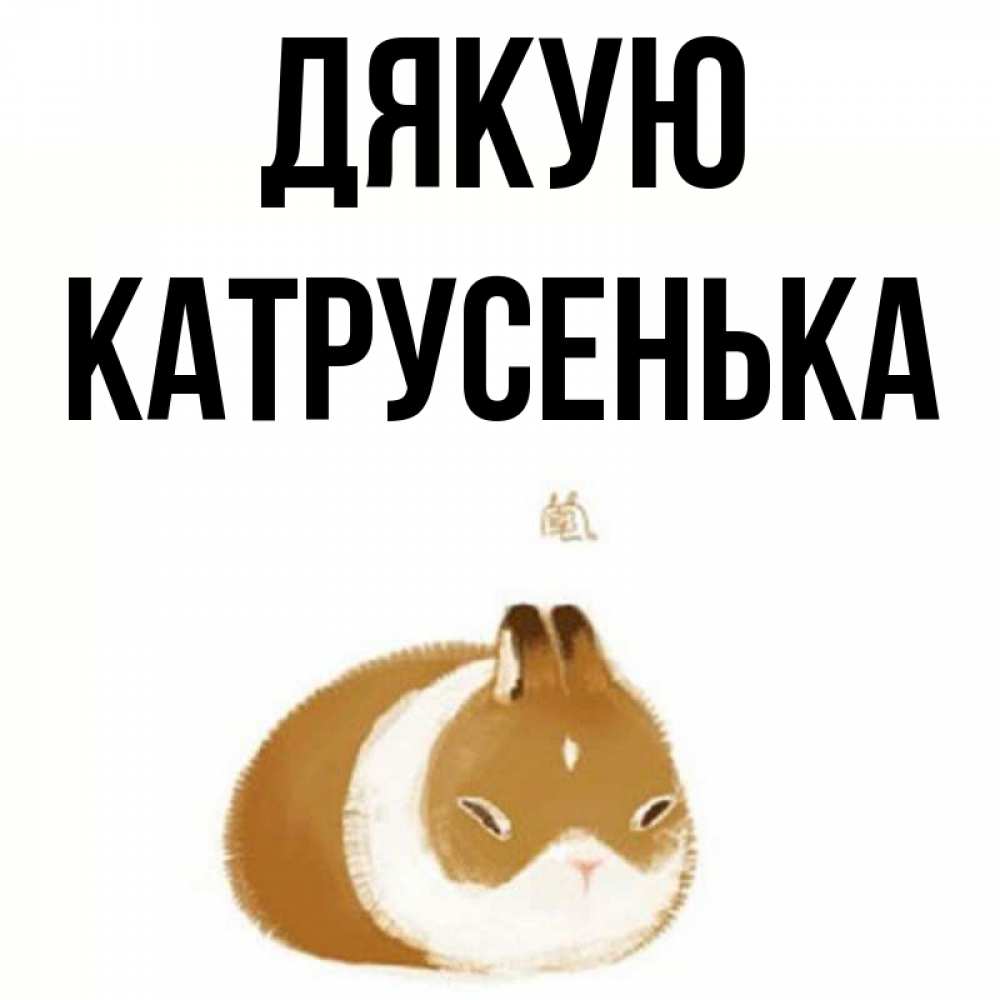 Открытка на каждый день з підписом, Катрусенька Дякую коричнево белый домашний питомец Прикольна листівка з побажанням онлайн скачати безкоштовно 