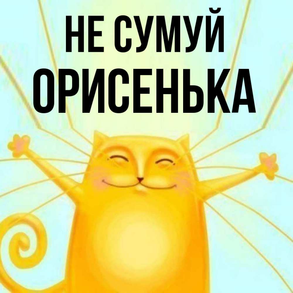 Открытка на каждый день з підписом, Орисенька Не сумуй обнимашки усатые Прикольна листівка з побажанням онлайн скачати безкоштовно 