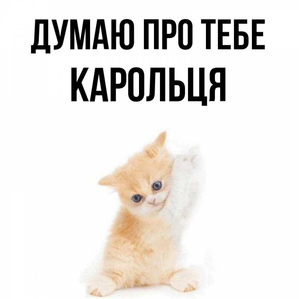 Открытка на каждый день з підписом, Карольця Думаю про тебе зверушки и милота Прикольна листівка з побажанням онлайн скачати безкоштовно 