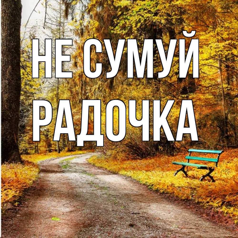 Открытка на каждый день з підписом, Радочка Не сумуй зеленая лавочка Прикольна листівка з побажанням онлайн скачати безкоштовно 