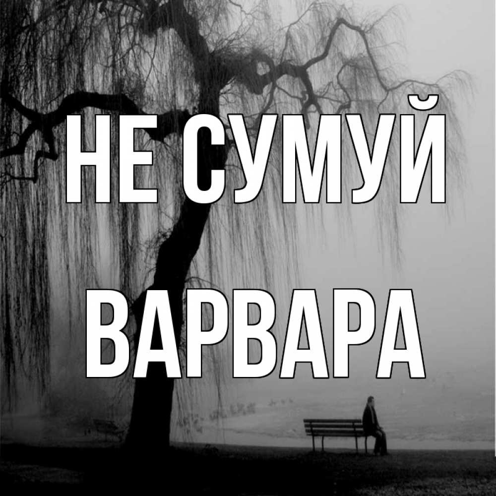 Открытка на каждый день з підписом, Варвара Не сумуй висящие ветки дерева и лавочка под деревом Прикольна листівка з побажанням онлайн скачати безкоштовно 