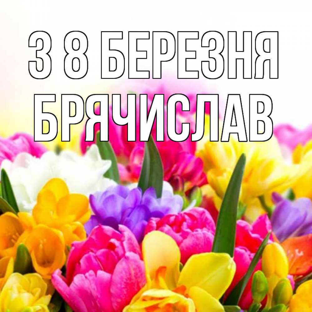 Открытка на каждый день з підписом, Брячислав З 8 БЕРЕЗНЯ тюльпаны Прикольна листівка з побажанням онлайн скачати безкоштовно 