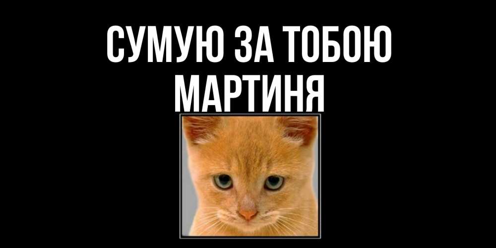 Открытка на каждый день з підписом, Мартиня Сумую за тобою открытки рыжий котенок скучает по тебе Прикольна листівка з побажанням онлайн скачати безкоштовно 