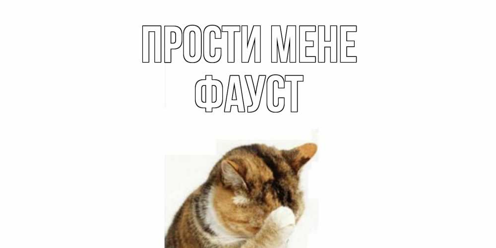 Открытка на каждый день з підписом, Фауст Прости мене кот Прикольна листівка з побажанням онлайн скачати безкоштовно 