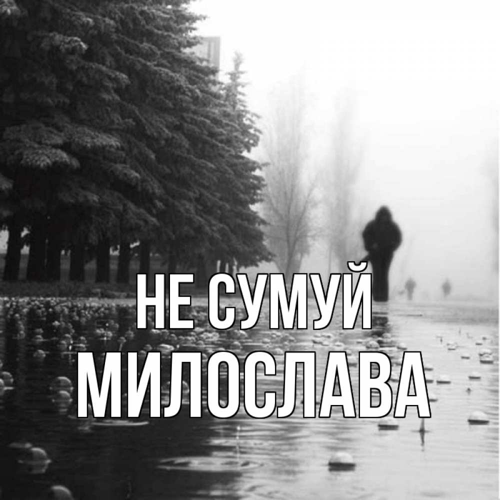 Открытка на каждый день з підписом, Милослава Не сумуй улица под дождем Прикольна листівка з побажанням онлайн скачати безкоштовно 