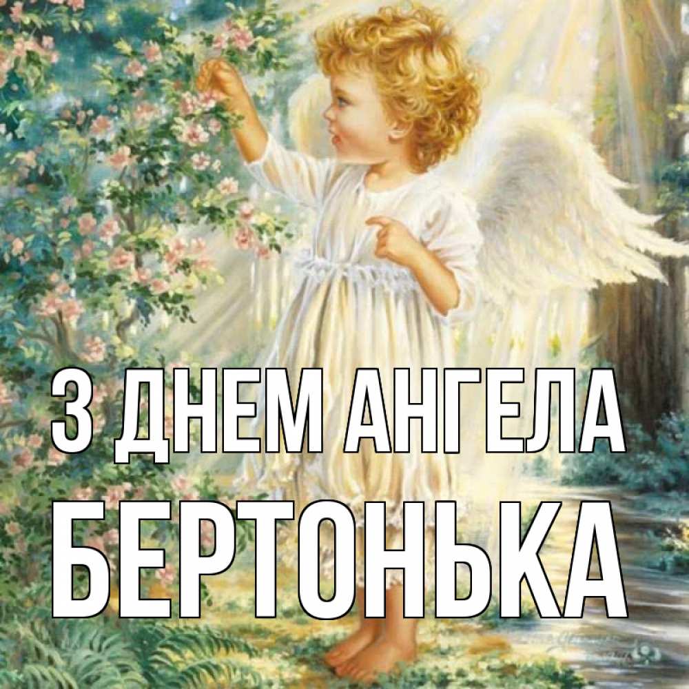 Открытка на каждый день з підписом, Бертонька З Днем ангела собирает цветы Прикольна листівка з побажанням онлайн скачати безкоштовно 