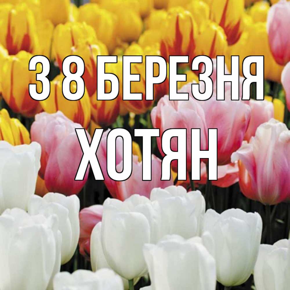 Открытка на каждый день з підписом, Хотян З 8 БЕРЕЗНЯ разноцветные цветы Прикольна листівка з побажанням онлайн скачати безкоштовно 