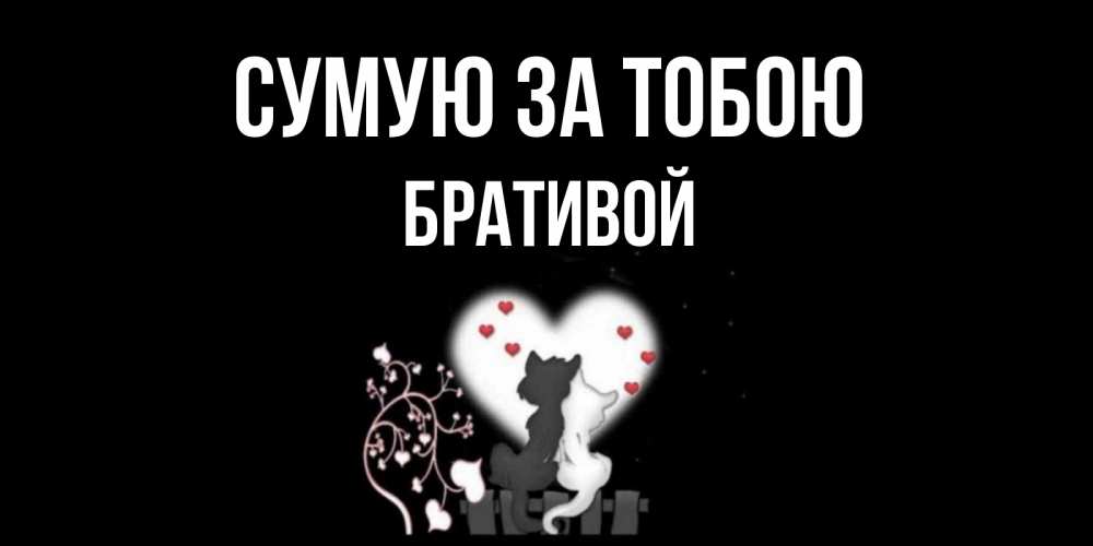 Открытка на каждый день з підписом, Бративой Сумую за тобою коты Прикольна листівка з побажанням онлайн скачати безкоштовно 
