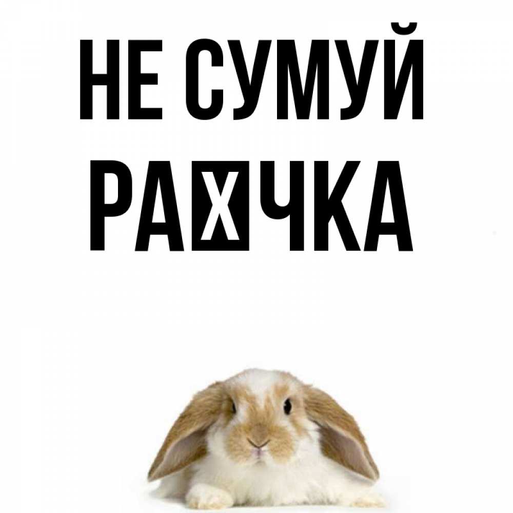 Открытка на каждый день з підписом, Раєчка Не сумуй коричнево белый заяц с большими ушками Прикольна листівка з побажанням онлайн скачати безкоштовно 