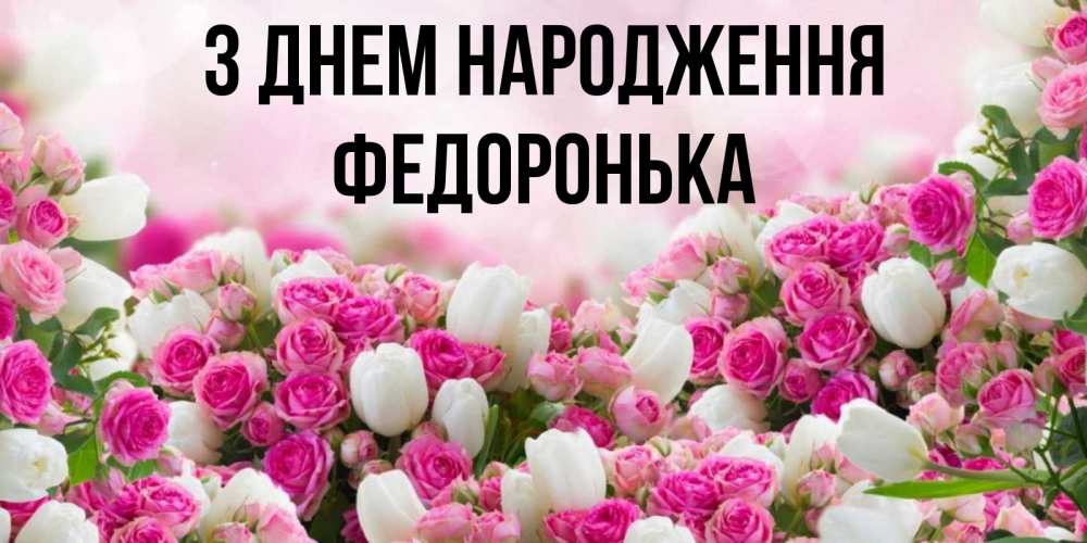 Открытка на каждый день з підписом, Федоронька З Днем народження открытка с разными розами Прикольна листівка з побажанням онлайн скачати безкоштовно 