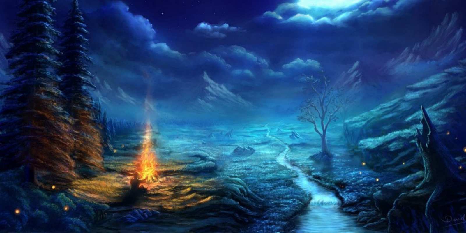 Открытка ночной пейзаж спокойной ночи красивая картинка с подписью На добраніч 