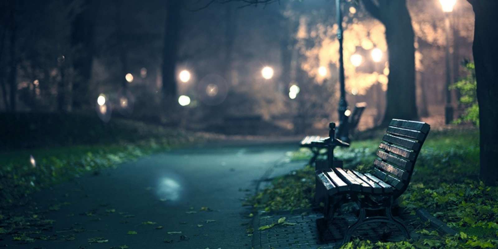 Открытка ночная улица с лавочкой открытка для пожелания сладких снов На добраніч 