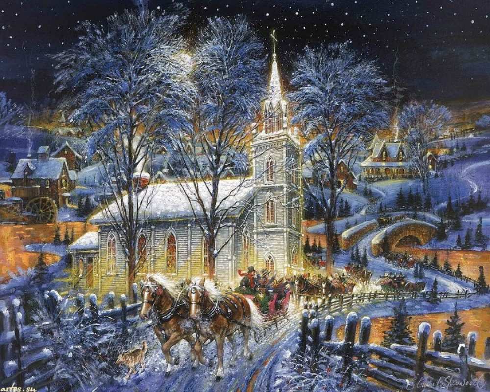 Открытка праздник к нам приходит новый год кони бегут  упряжка лошадей, лошади, новый год  З новим роком 