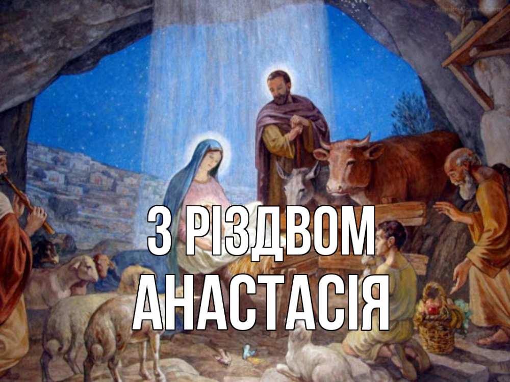 Открытка на каждый день з підписом, Анастасія З Різдвом Хлев с животными, Иисус, рождество Прикольна листівка з побажанням онлайн скачати безкоштовно 