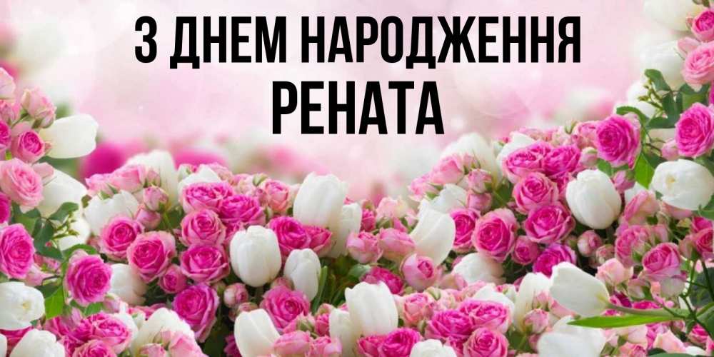 Открытка на каждый день з підписом, Рената З Днем народження открытка с разными розами Прикольна листівка з побажанням онлайн скачати безкоштовно 