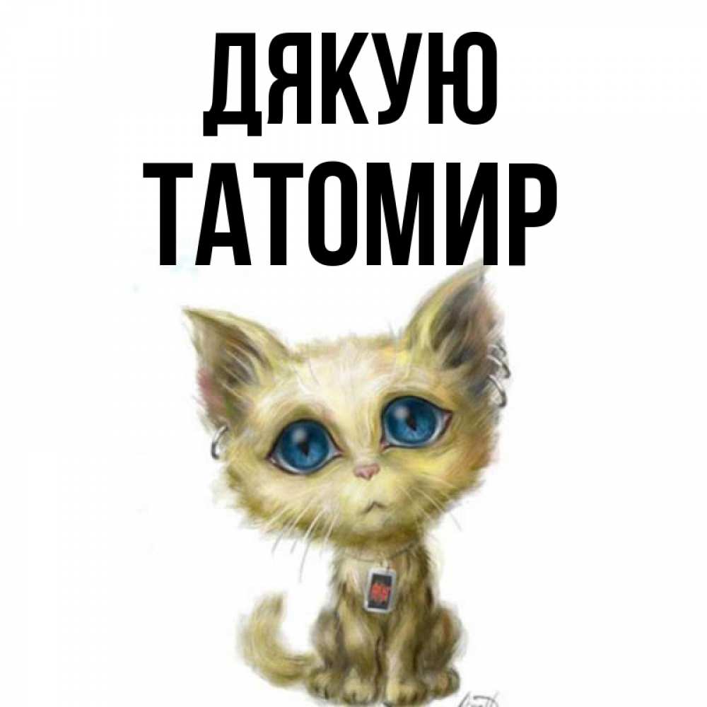 Открытка на каждый день з підписом, Татомир Дякую рисованный кот благодарит вас Прикольна листівка з побажанням онлайн скачати безкоштовно 
