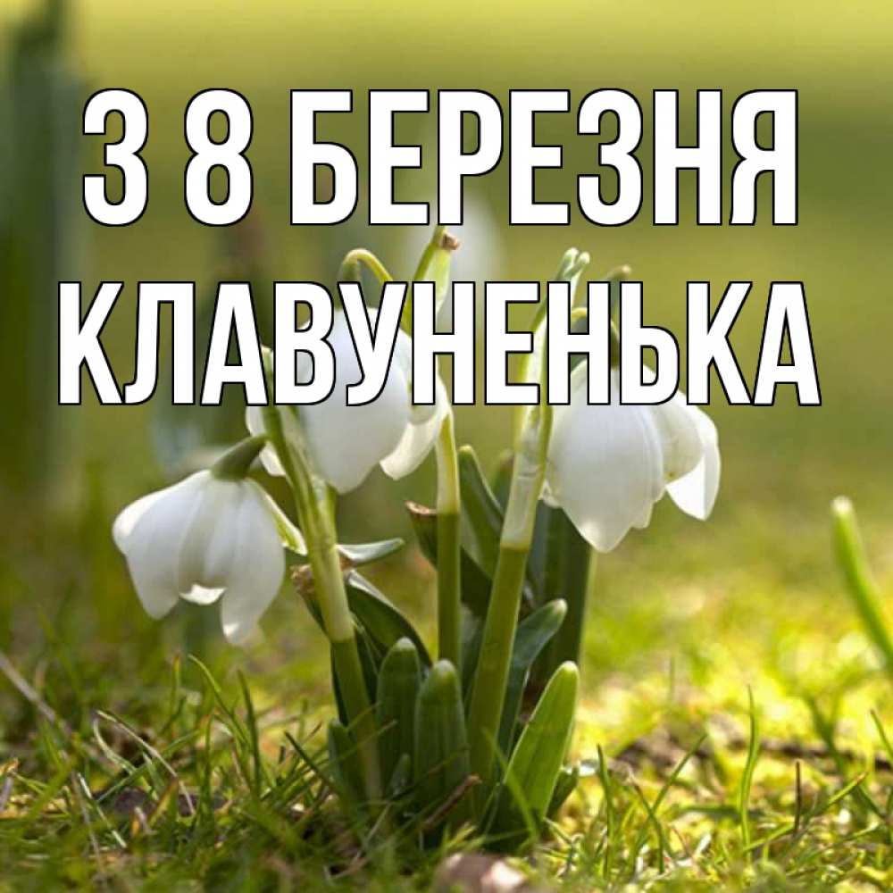 Открытка на каждый день з підписом, Клавуненька З 8 БЕРЕЗНЯ ранние цветы 2 Прикольна листівка з побажанням онлайн скачати безкоштовно 