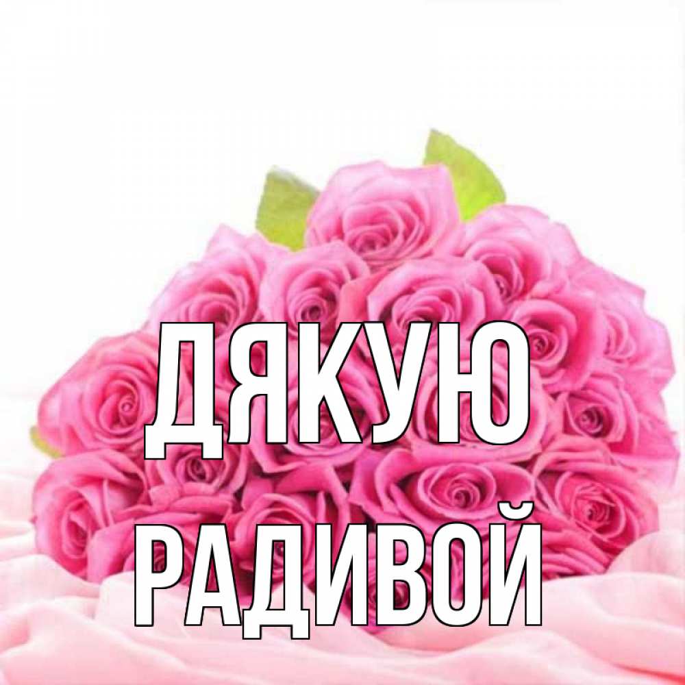 Открытка на каждый день з підписом, Радивой Дякую розовые розы с подписью Прикольна листівка з побажанням онлайн скачати безкоштовно 