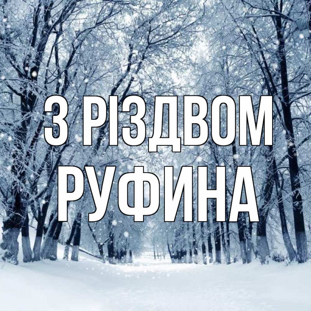 Открытка на каждый день з підписом, Руфина З Різдвом снег, лес, парк Прикольна листівка з побажанням онлайн скачати безкоштовно 