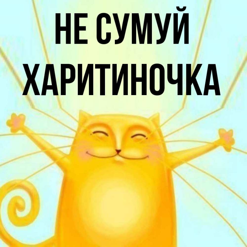 Открытка на каждый день з підписом, Харитиночка Не сумуй обнимашки усатые Прикольна листівка з побажанням онлайн скачати безкоштовно 