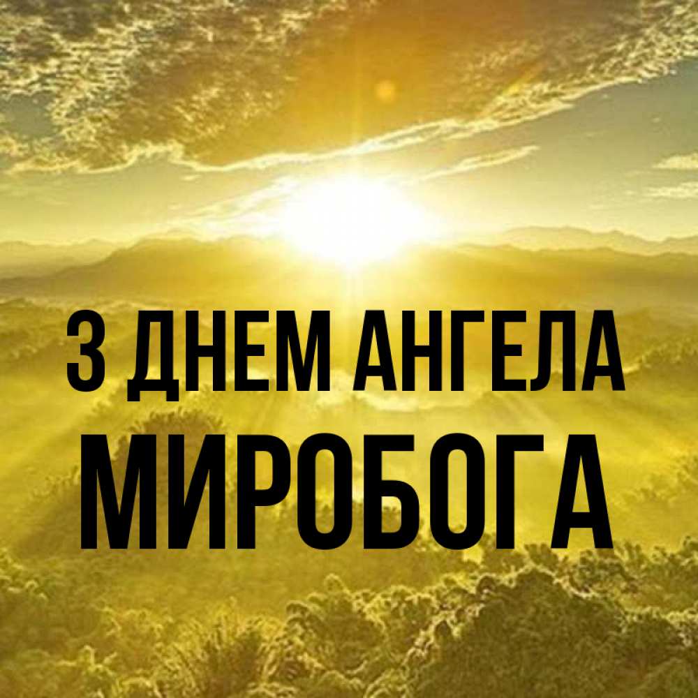 Открытка на каждый день з підписом, Миробога З Днем ангела леса и небо в желтом Прикольна листівка з побажанням онлайн скачати безкоштовно 