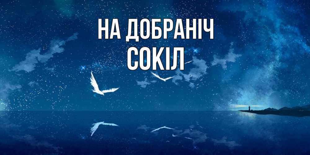 Открытка на каждый день з підписом, Сокіл На добраніч птицы летят на фоне ночного неба Прикольна листівка з побажанням онлайн скачати безкоштовно 