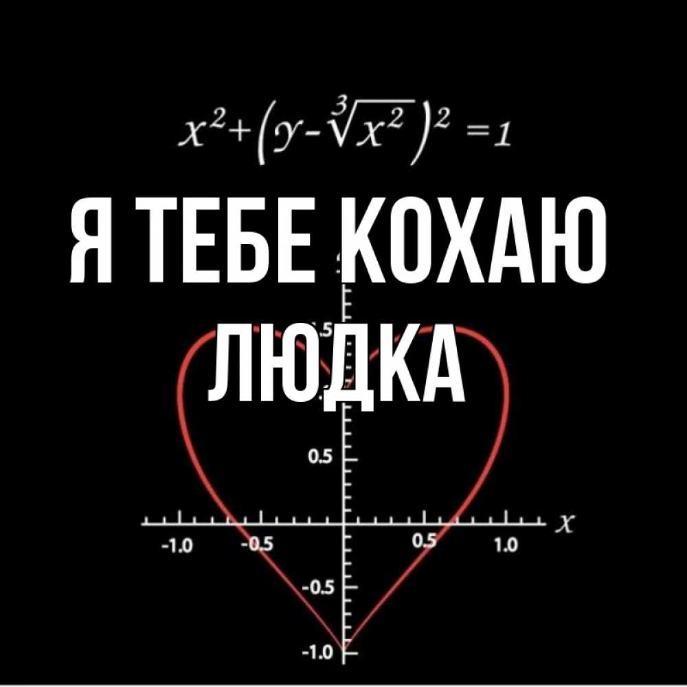 Открытка на каждый день з підписом, Людка Я тебе кохаю сердечная формула Прикольна листівка з побажанням онлайн скачати безкоштовно 