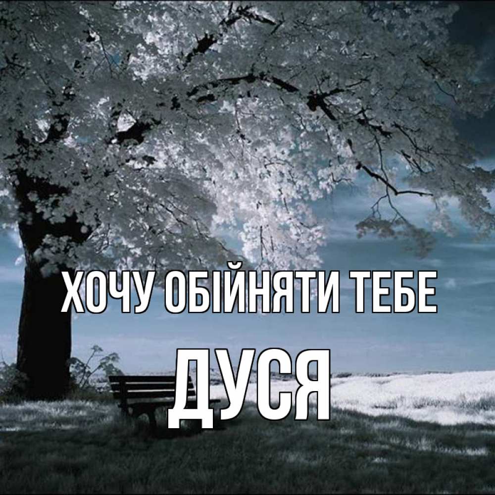 Открытка на каждый день з підписом, Дуся Хочу обійняти тебе дерево Прикольна листівка з побажанням онлайн скачати безкоштовно 