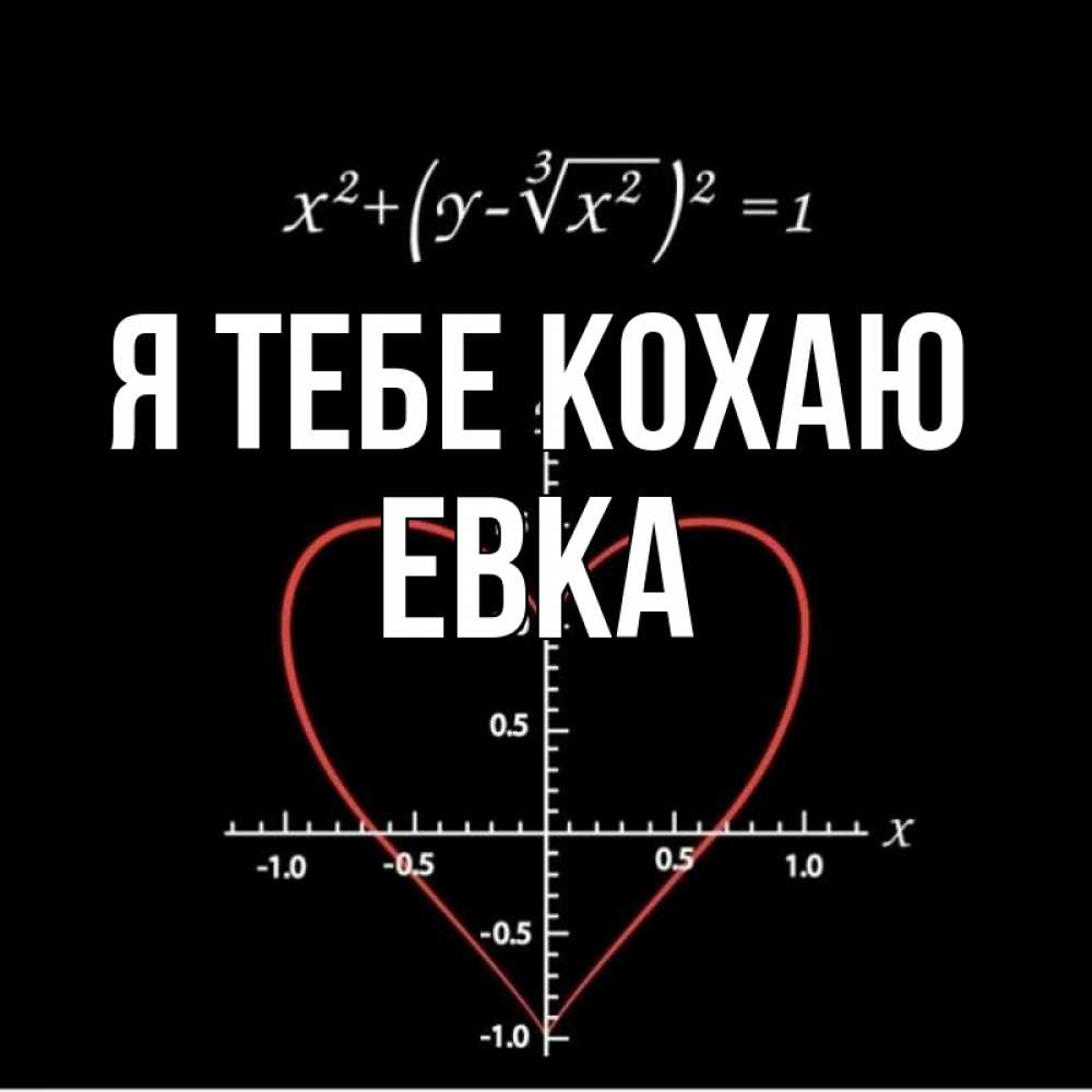 Открытка на каждый день з підписом, Евка Я тебе кохаю сердечная формула Прикольна листівка з побажанням онлайн скачати безкоштовно 