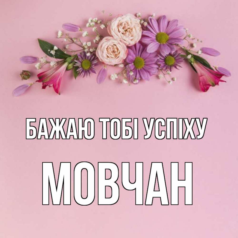Открытка на каждый день з підписом, Мовчан Бажаю тобі успіху розовый фон Прикольна листівка з побажанням онлайн скачати безкоштовно 