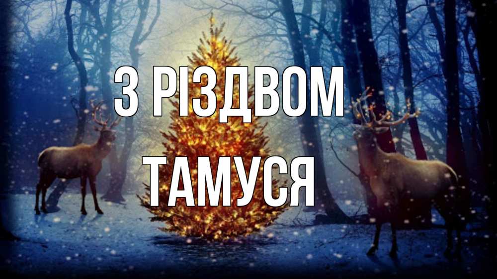 Открытка на каждый день з підписом, Тамуся З Різдвом олени, новогодняя елка Прикольна листівка з побажанням онлайн скачати безкоштовно 