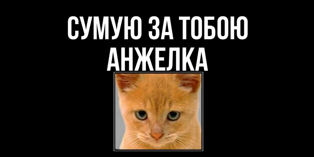 Открытка на каждый день з підписом, Анжелка Сумую за тобою открытки рыжий котенок скучает по тебе Прикольна листівка з побажанням онлайн скачати безкоштовно 