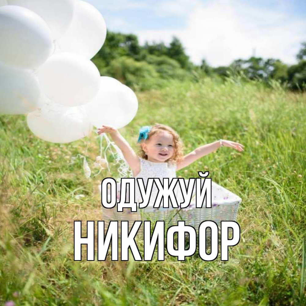 Открытка на каждый день з підписом, Никифор Одужуй девочка сидит в корзине наверное от этого больной должен выздороветь Прикольна листівка з побажанням онлайн скачати безкоштовно 