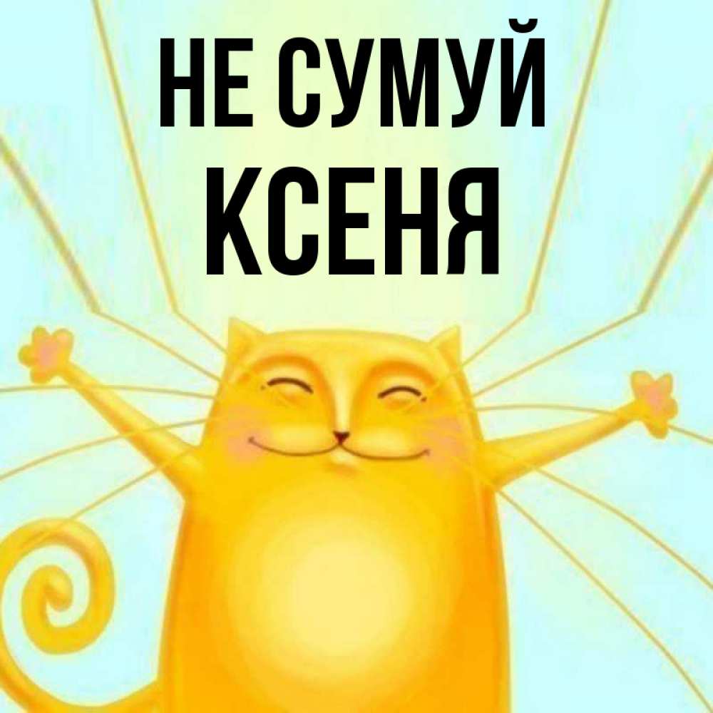 Открытка на каждый день з підписом, Ксеня Не сумуй обнимашки усатые Прикольна листівка з побажанням онлайн скачати безкоштовно 