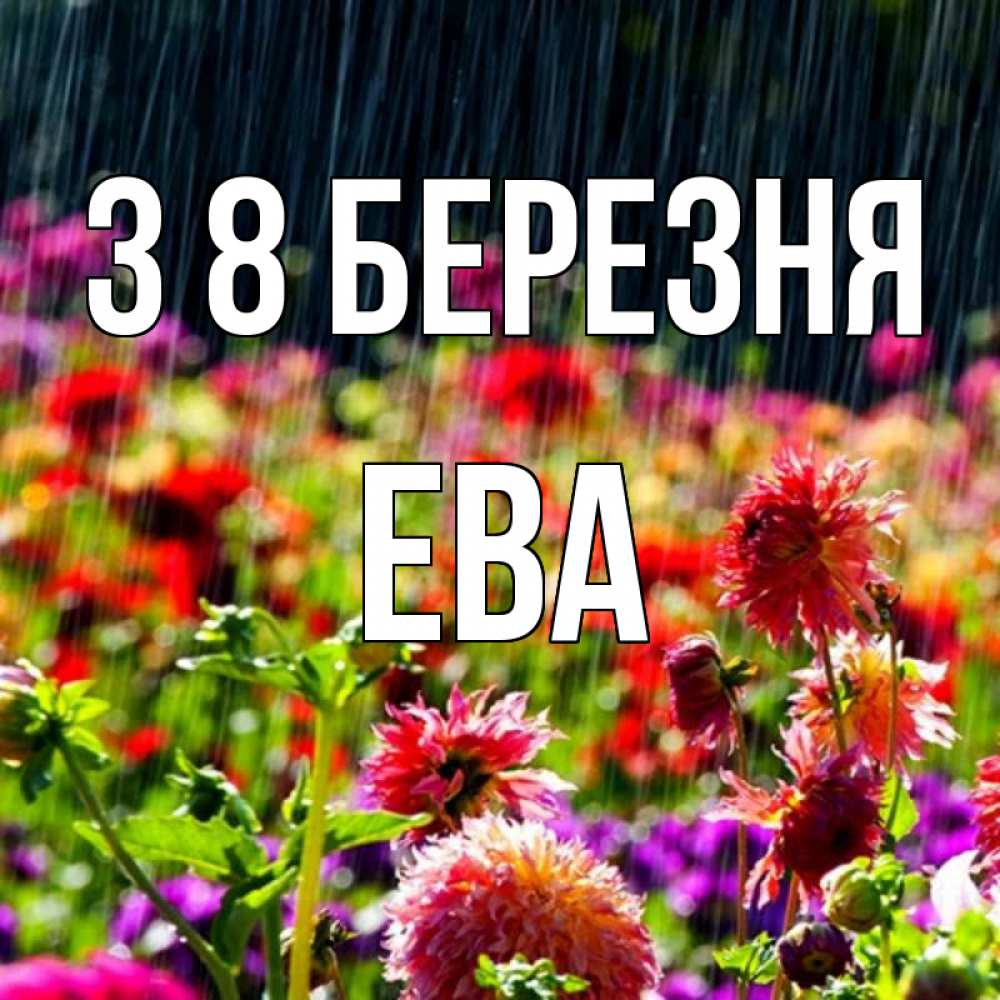 Открытка на каждый день з підписом, Ева З 8 БЕРЕЗНЯ цветы под дождиком к международному женскому дню Прикольна листівка з побажанням онлайн скачати безкоштовно 