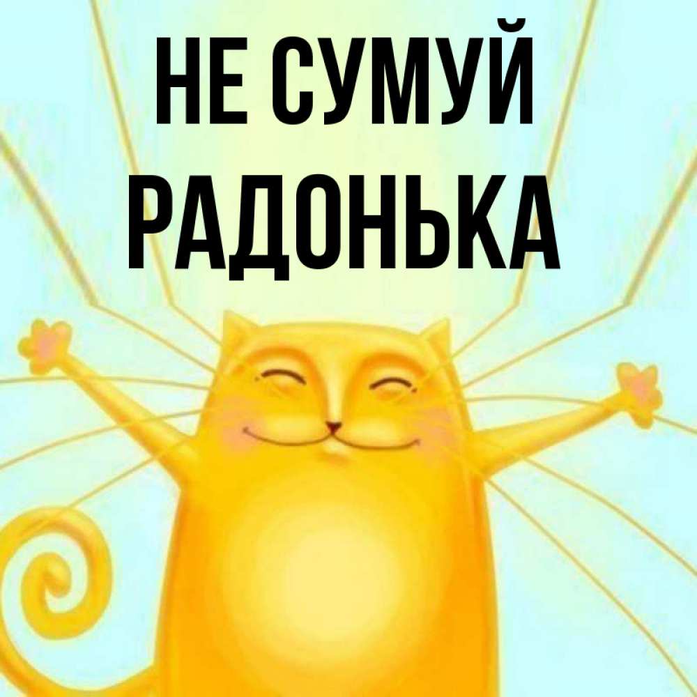 Открытка на каждый день з підписом, Радонька Не сумуй обнимашки усатые Прикольна листівка з побажанням онлайн скачати безкоштовно 