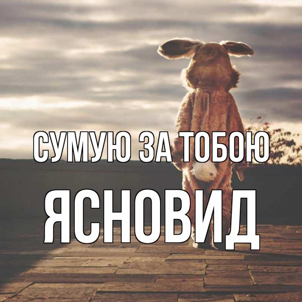 Открытка на каждый день з підписом, Ясновид Сумую за тобою даже в костюме зайца Прикольна листівка з побажанням онлайн скачати безкоштовно 