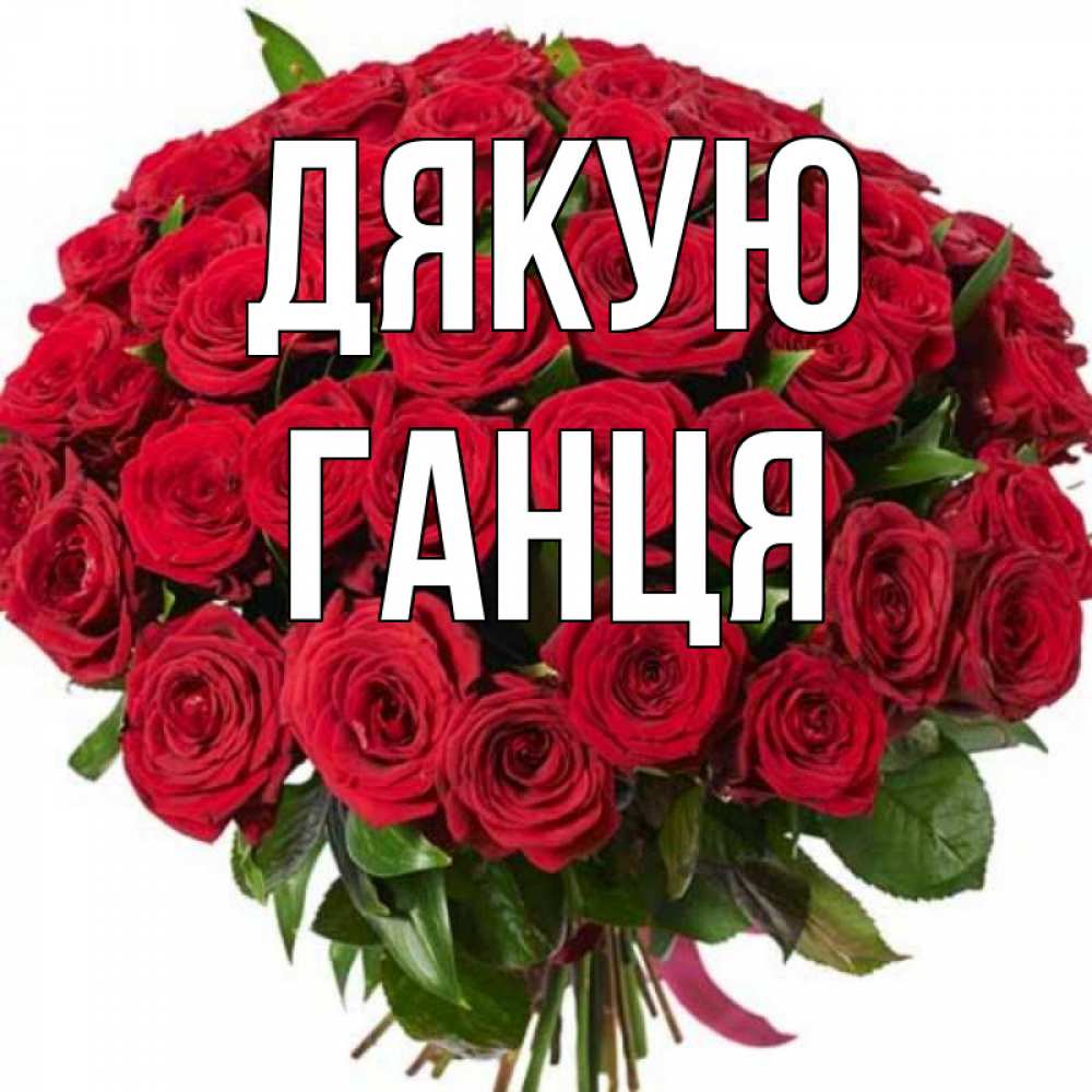 Открытка на каждый день з підписом, Ганця Дякую букет красных роз Прикольна листівка з побажанням онлайн скачати безкоштовно 