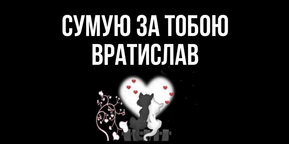 Открытка на каждый день з підписом, Вратислав Сумую за тобою коты Прикольна листівка з побажанням онлайн скачати безкоштовно 