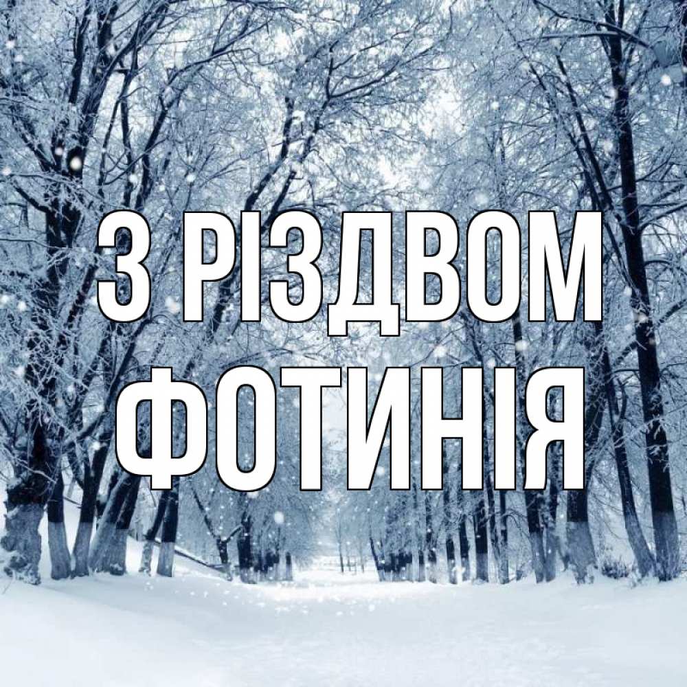 Открытка на каждый день з підписом, Фотинія З Різдвом снег, лес, парк Прикольна листівка з побажанням онлайн скачати безкоштовно 