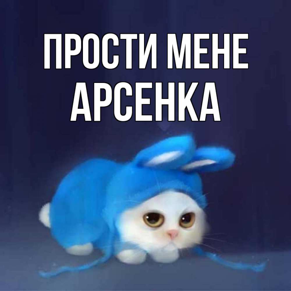 Открытка на каждый день з підписом, Арсенка Прости мене невинный котозай просит прощения Прикольна листівка з побажанням онлайн скачати безкоштовно 