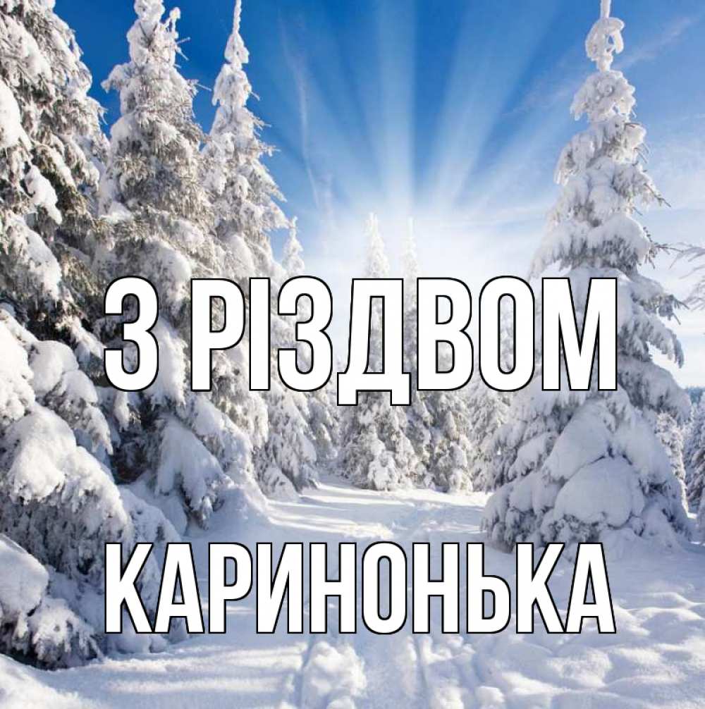 Открытка на каждый день з підписом, Каринонька З Різдвом зима, лес Прикольна листівка з побажанням онлайн скачати безкоштовно 