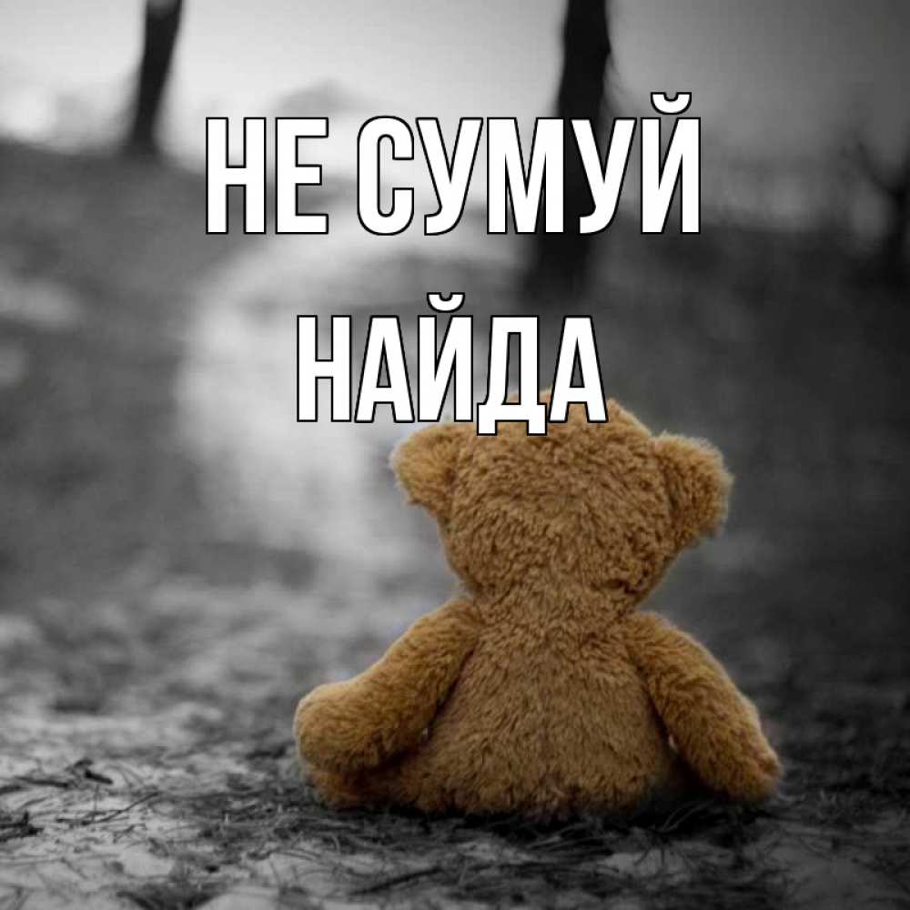 Открытка на каждый день з підписом, Найда Не сумуй медведь со спин Прикольна листівка з побажанням онлайн скачати безкоштовно 
