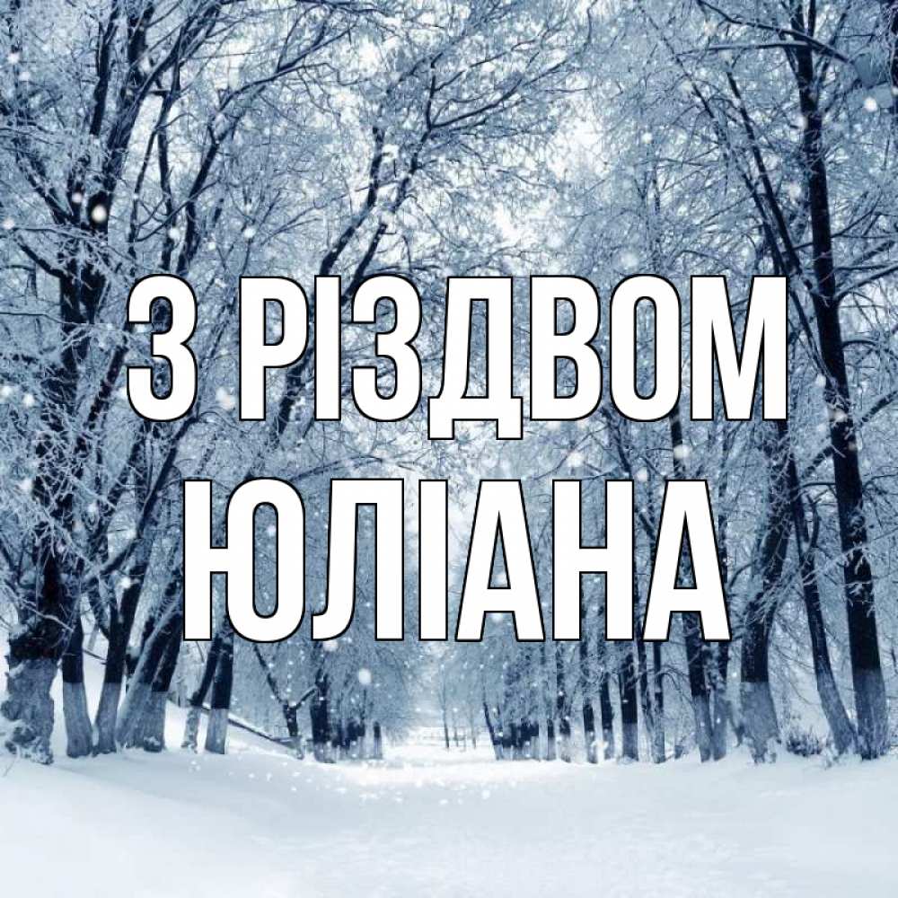 Открытка на каждый день з підписом, Юліана З Різдвом снег, лес, парк Прикольна листівка з побажанням онлайн скачати безкоштовно 