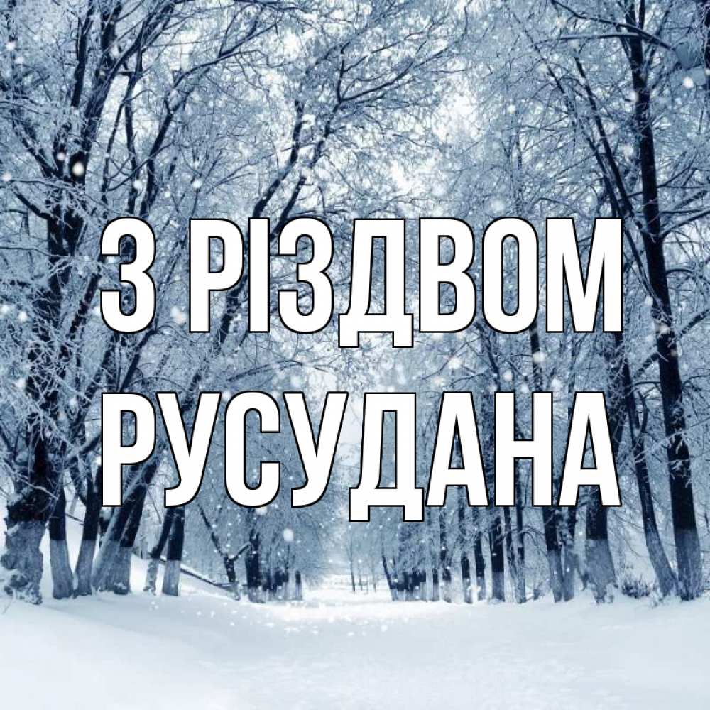 Открытка на каждый день з підписом, Русудана З Різдвом снег, лес, парк Прикольна листівка з побажанням онлайн скачати безкоштовно 